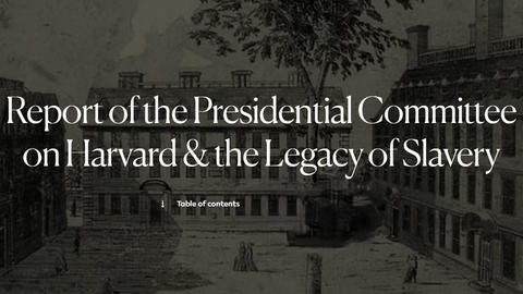 Front image of the Harvard & Legacy of Slavery Report.